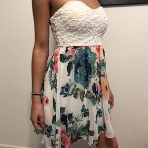 Strapless floral dress